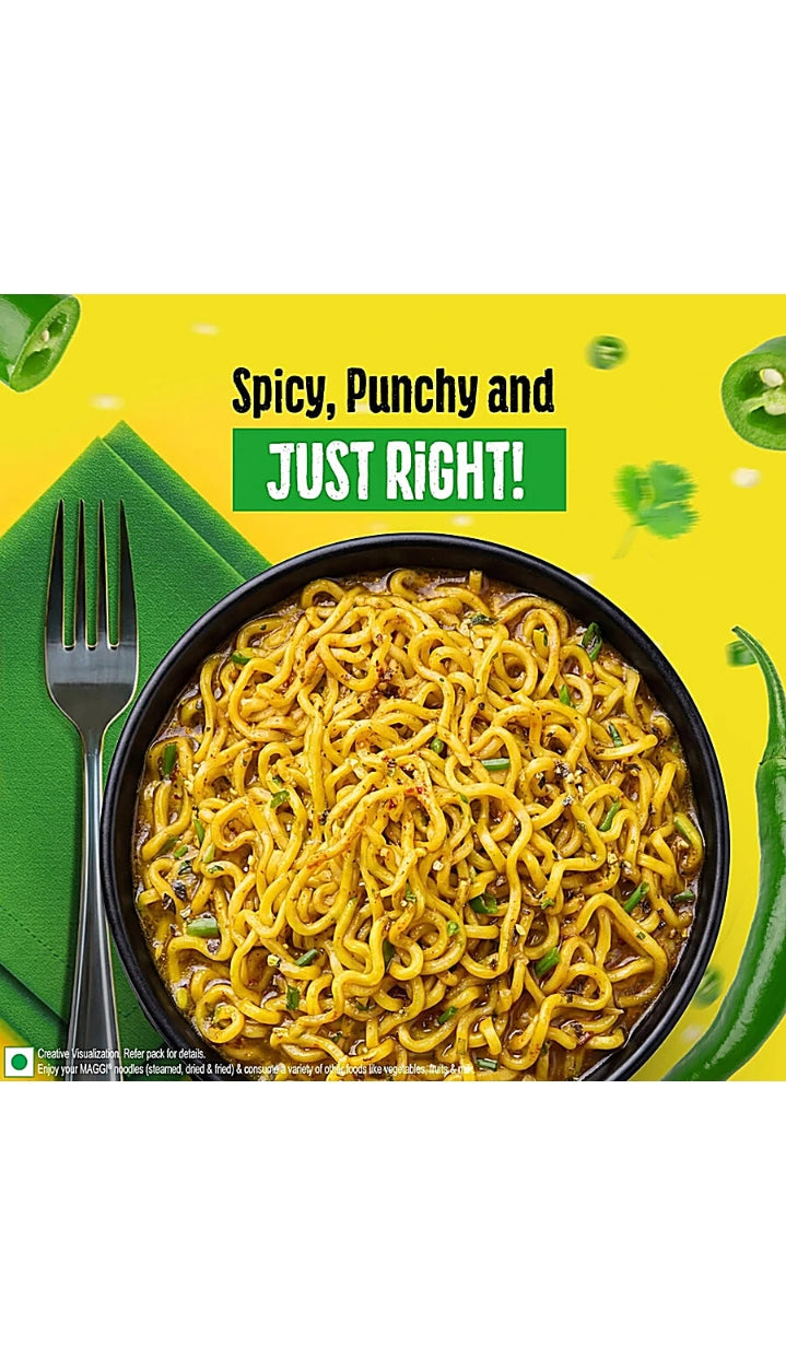 Spicy Green Chilli Instant Noodles With Seasoning