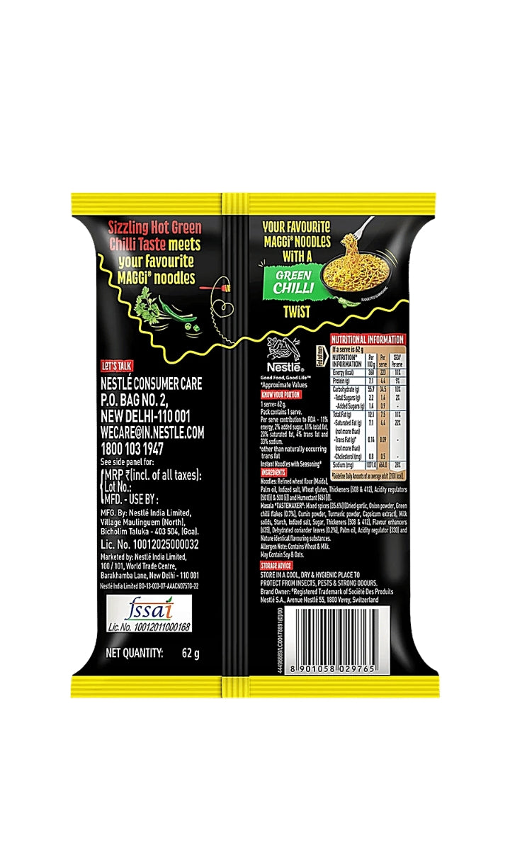 Spicy Green Chilli Instant Noodles With Seasoning