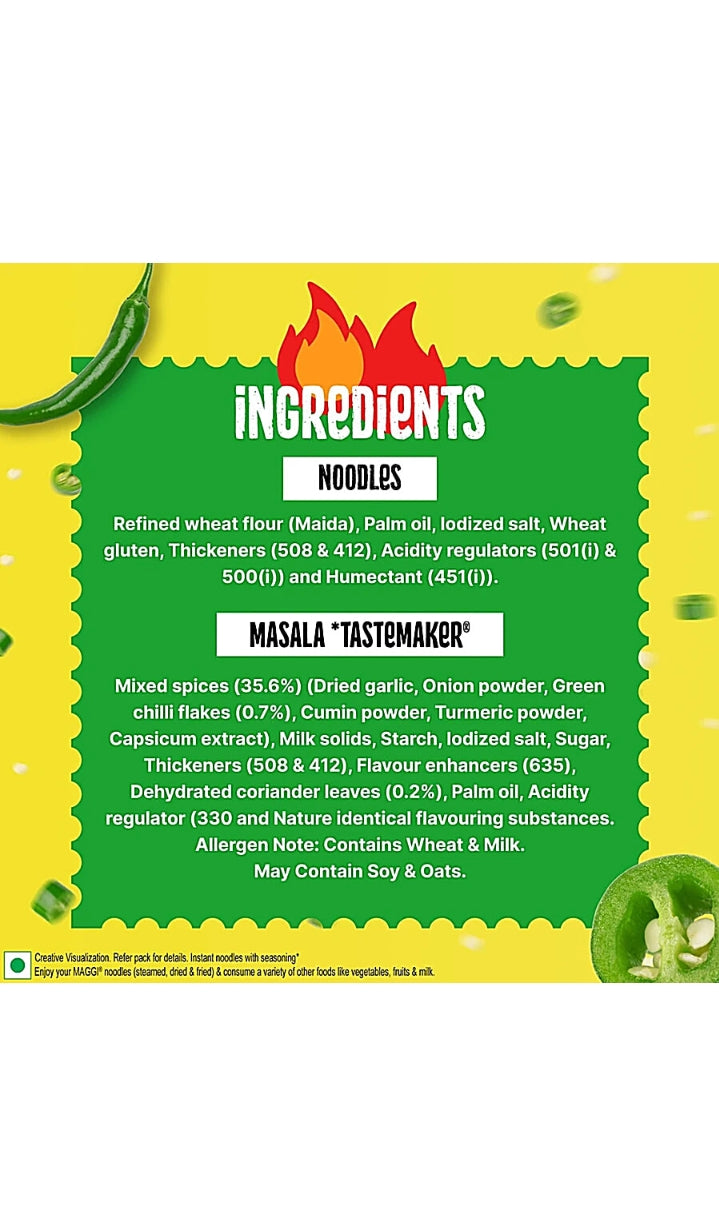 Spicy Green Chilli Instant Noodles With Seasoning