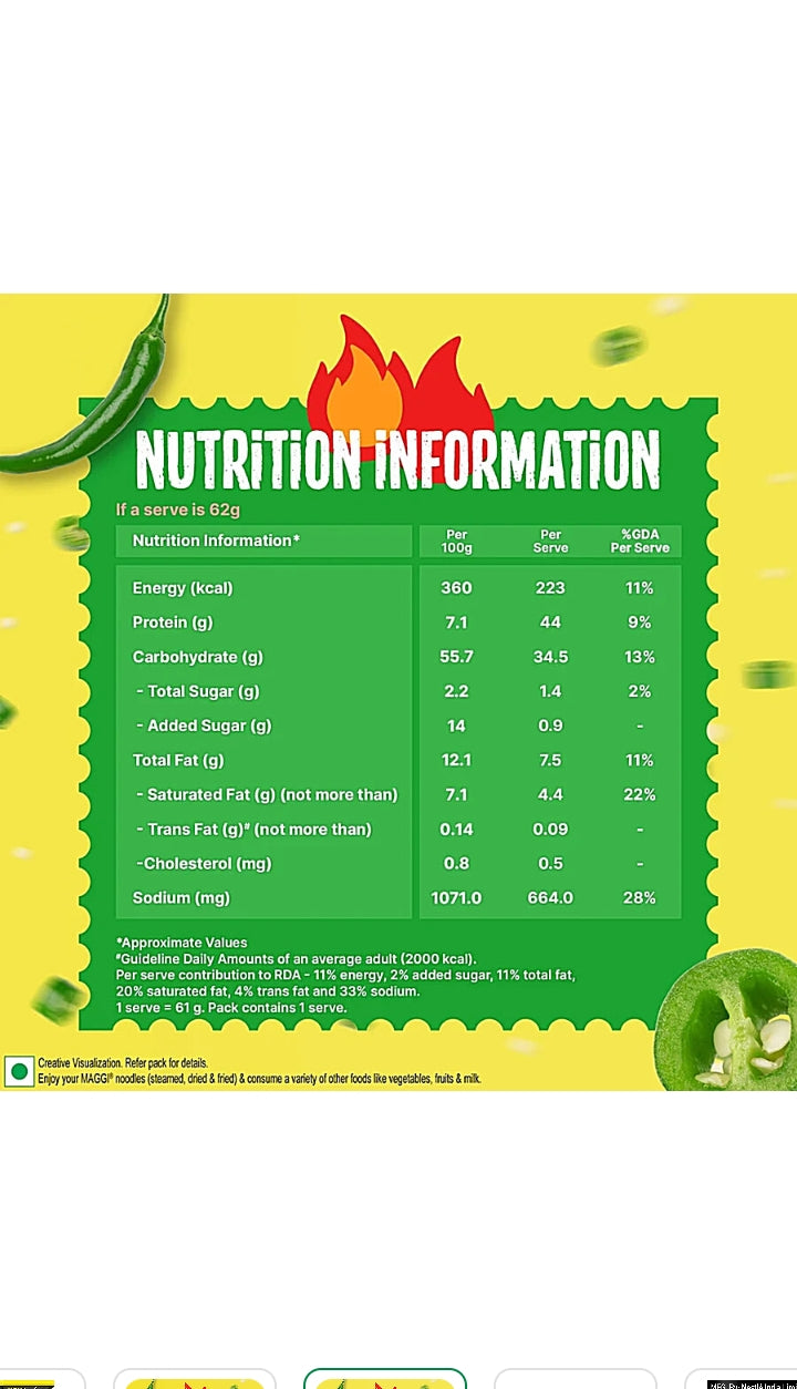 Spicy Green Chilli Instant Noodles With Seasoning