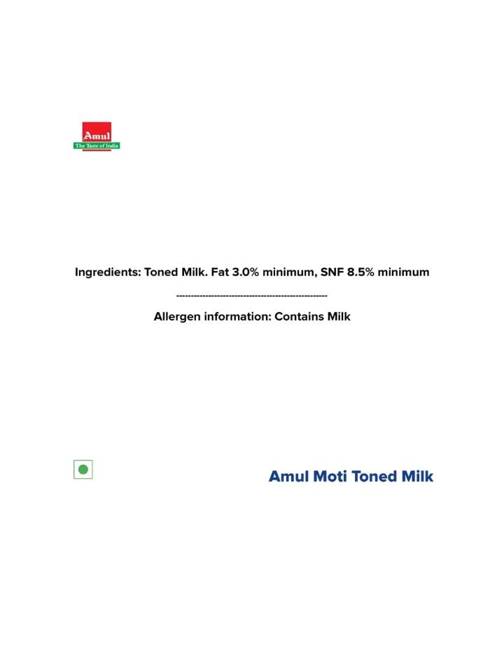 Amul Moti Toned Milk (90 Days Shelf Life)