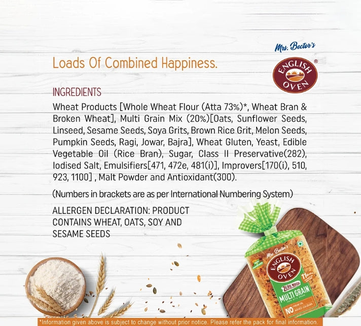 English Oven Zero Maida Multigrain Bread