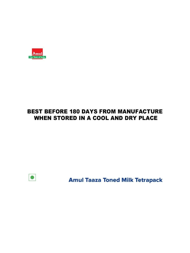 Amul Taaza Homogenised Toned Milk