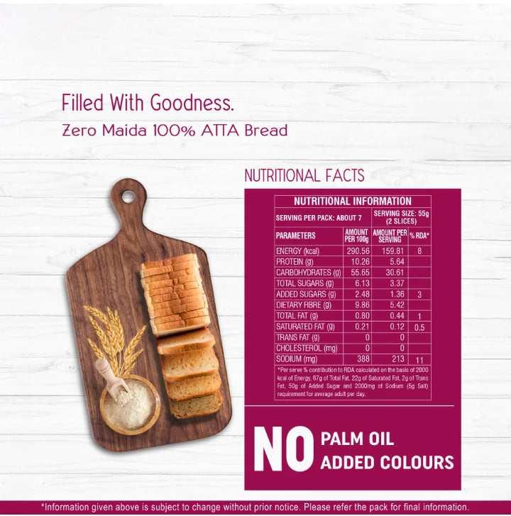English Oven Zero maida 100% Atta/ Wheat Bread